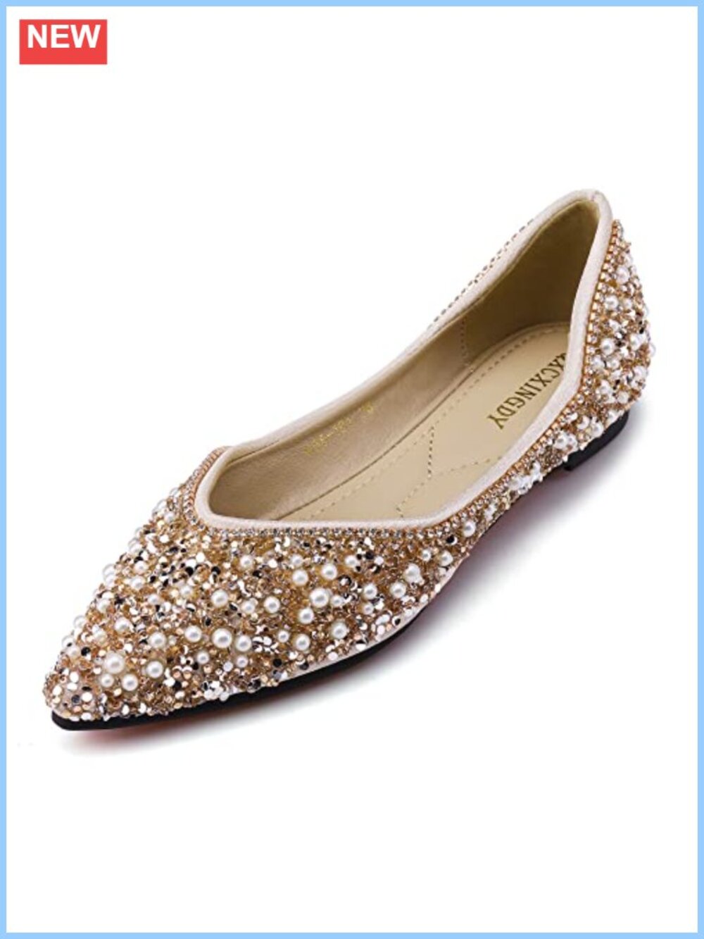 Rhinestone Pointed Toe Flats Memory Foam Insole Dress Wedding Work